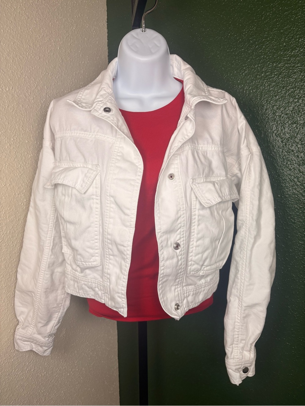 Topshop White Cropped Denim Jacket